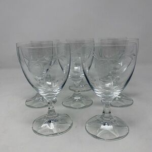 Elegant Vintage Floral Clear Glass Goblet Set